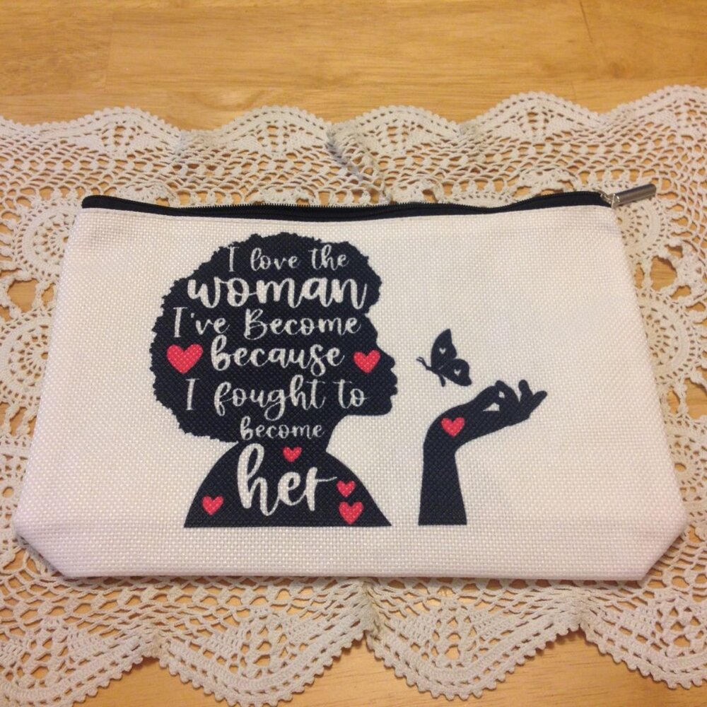 Cosmetic bag, or  makeup  bag or toiletry bag, self-love theme
